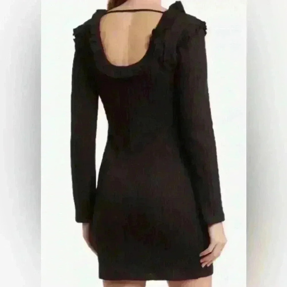 19 Cooper NWT Ruffle Long Sleeve Knit Dress Black Mini Dress Size XL - Picture 2 of 5